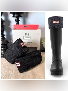 NWT Hunter Original Tall Boot Metallic Glitter Fleece Socks